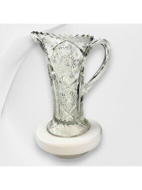 Cambridge Snowflake & Sunburst Clear Crystal Pitcher EVC No Chips EAPG